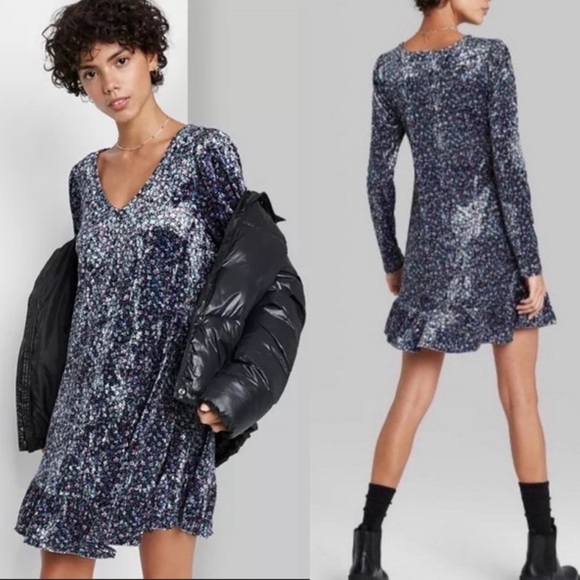 wild fable Dresses & Skirts - ✨NWT Wild Fable Floral Print Velvet Drop Hem Dress